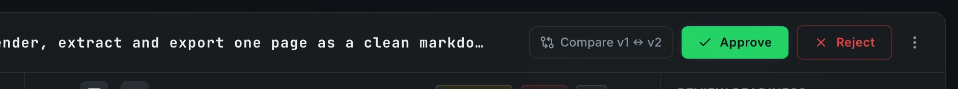 The artifact header showing the current version number in the breadcrumb area and the New Version and View Changes buttons to the right of the status actions
